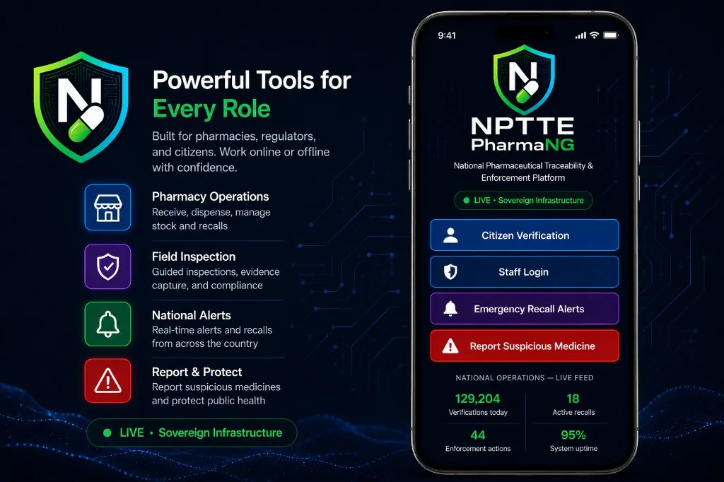 NPTTE PharmaNG mobile showcase highlighting secure, intelligent and connected pharmaceutical tools for every role
